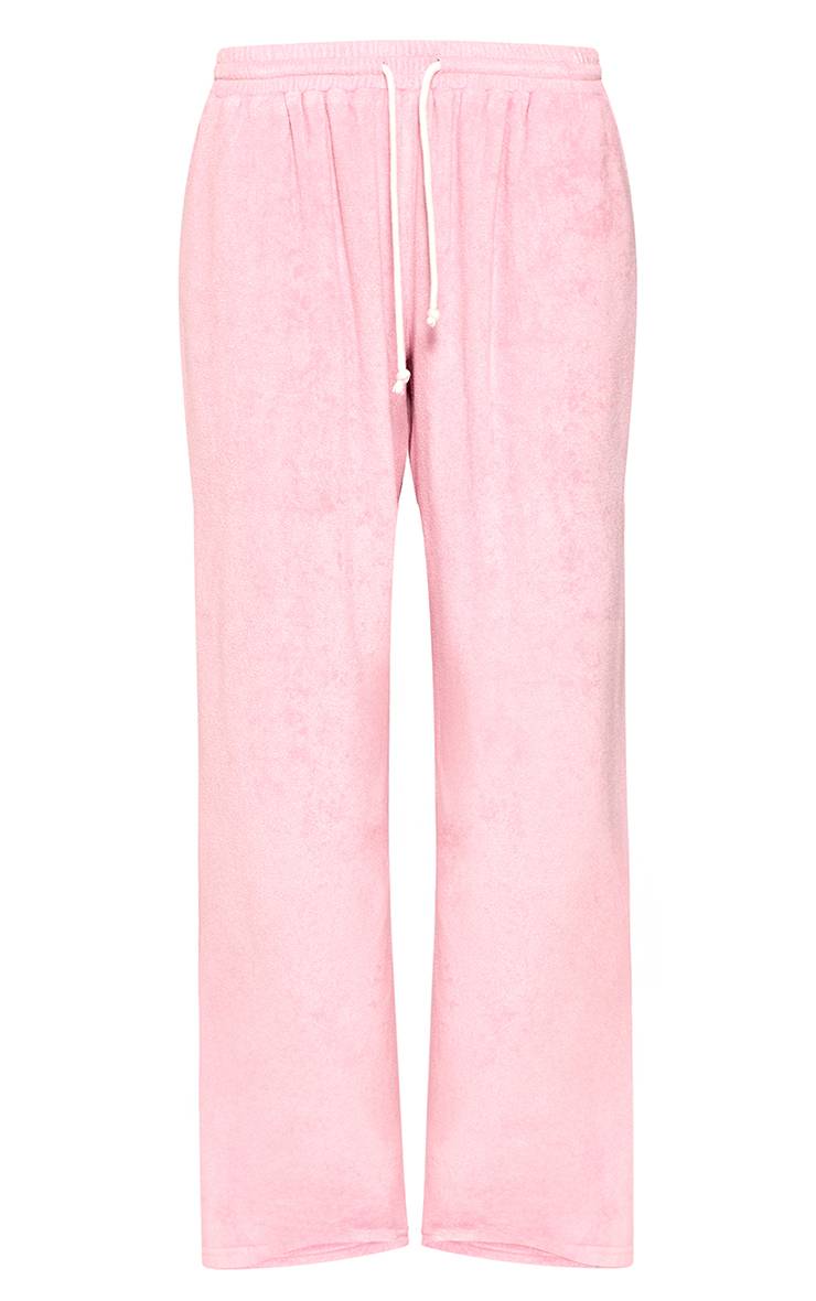 Rose Jogging Large En Tissu Éponge Avec Cordon Contrasté