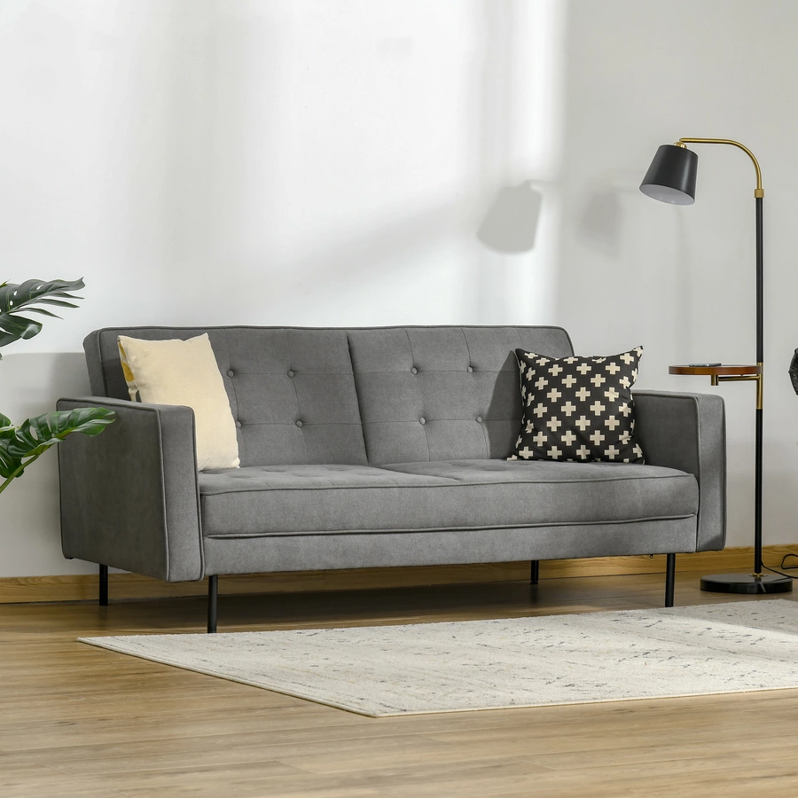 HOMCOM Schlafsofa mit verstellbaren Beinen grau