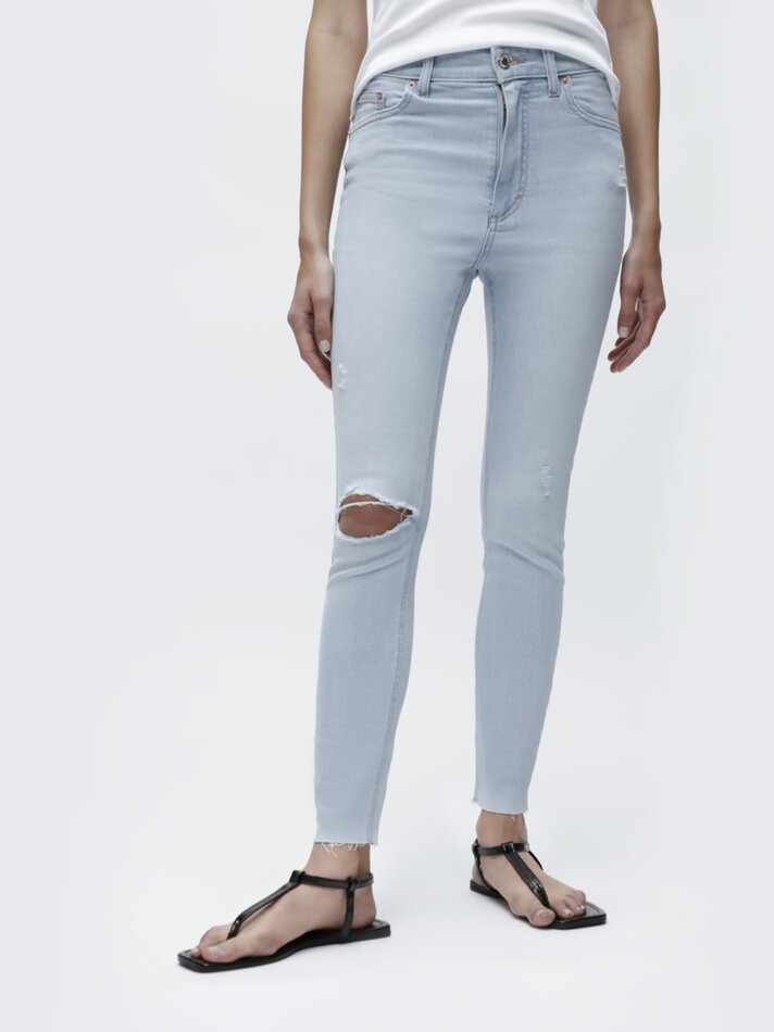 Calça jeans skinny de cintura alta - Azul claro
