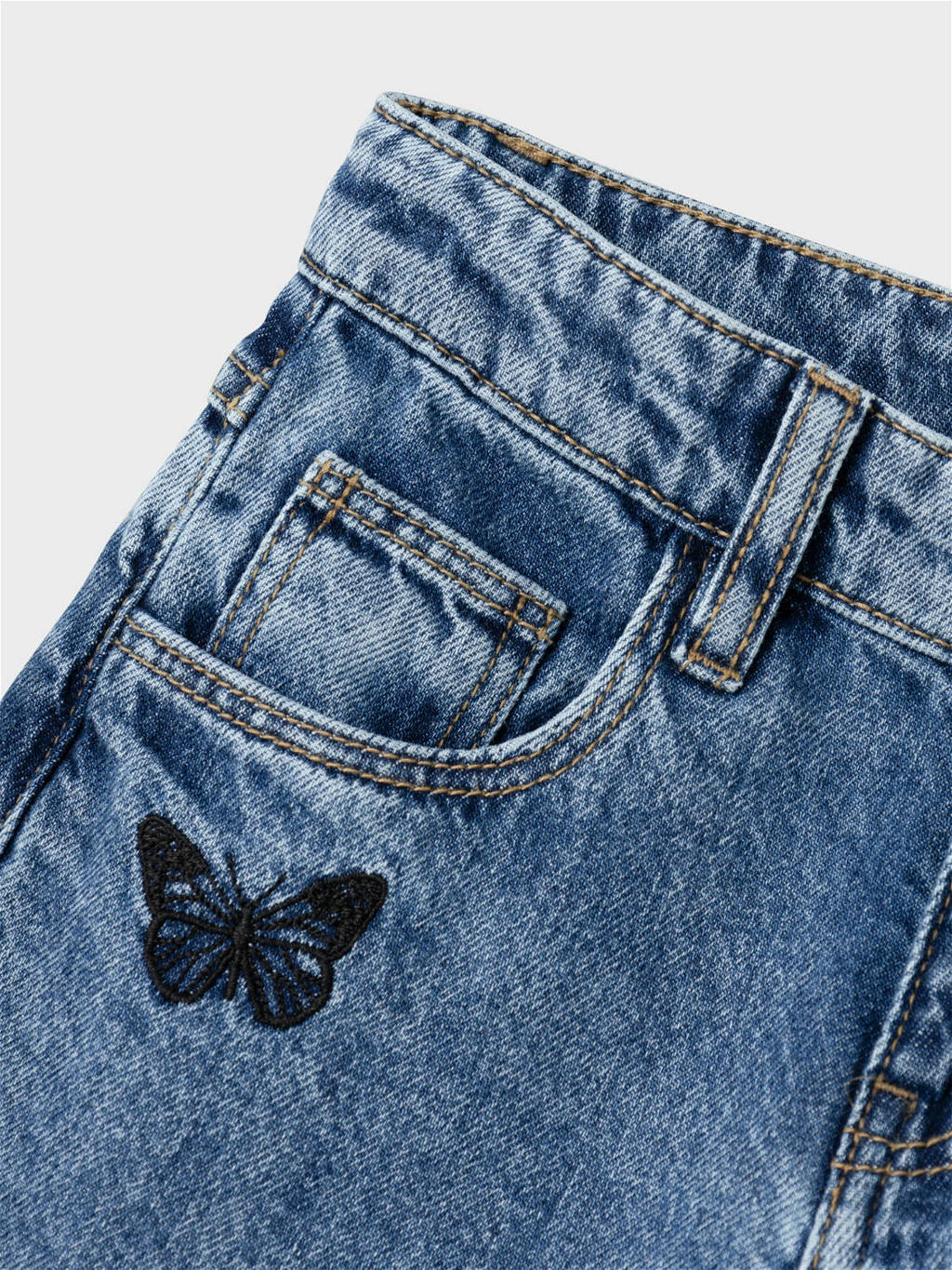 NAME IT wide leg jeans NKFBELLA met all over print medium blue denim
