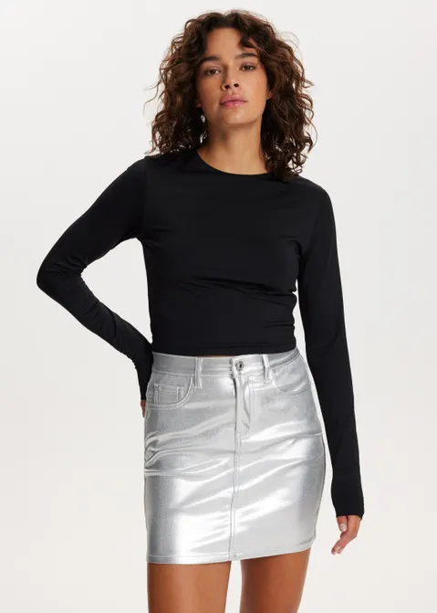 T-shirt cropped clean zwart (ZWART)