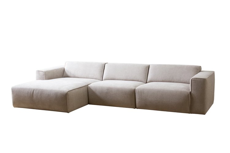 Enjoy sofa 3-seter med sjeselong venstre. Tekstil Mito 01 Antique White med sorte ben