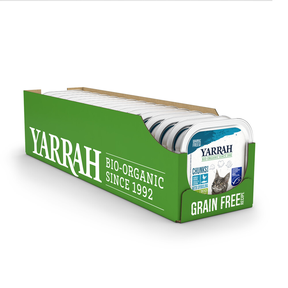 16x Yarrah Bio Kattenvoer Chunks Vis100 gr