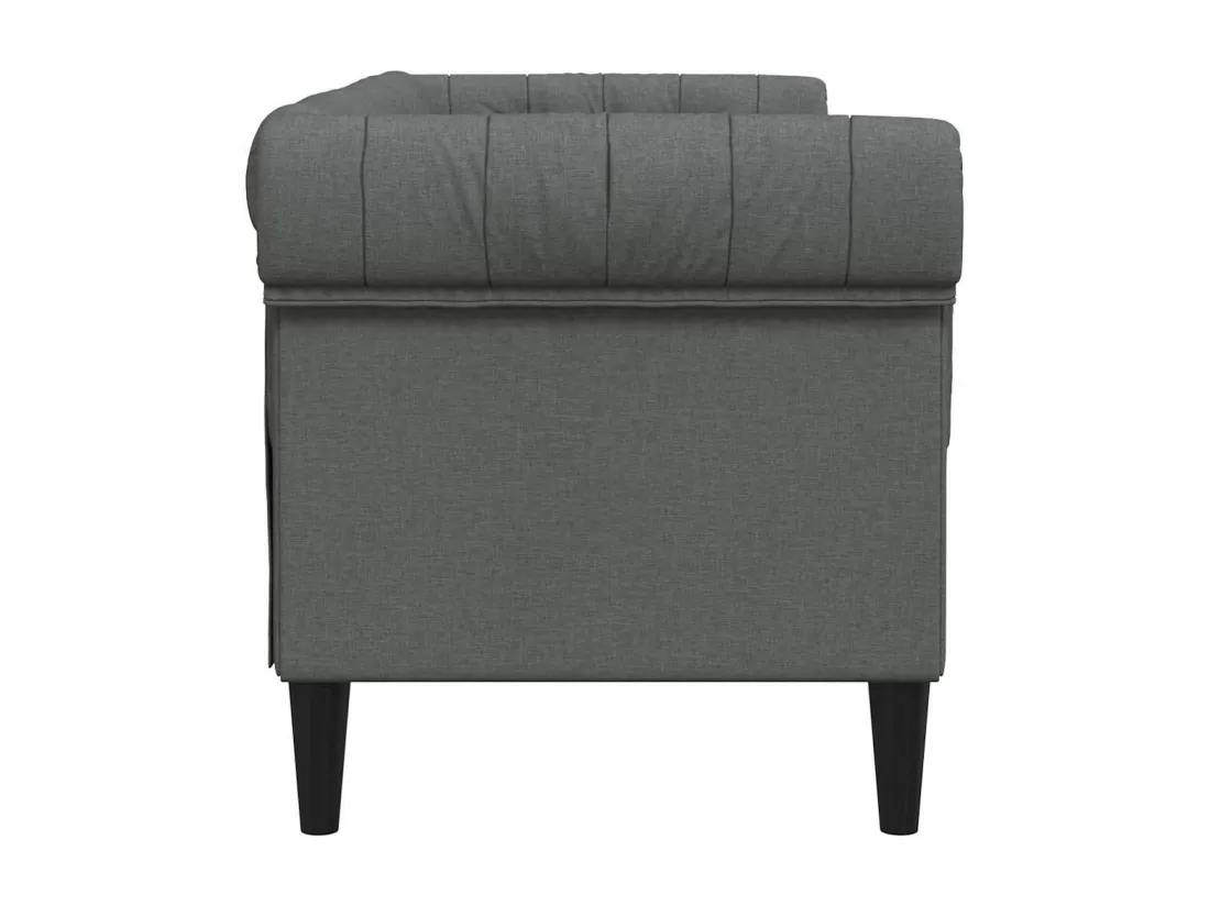 Canapé Chesterfield 2 places gris foncé tissu