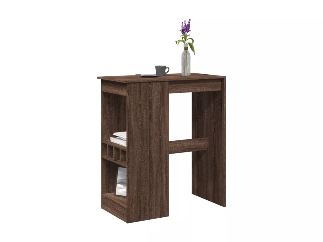 Table de bar avec étagères chêne marron bois d'ingénierie
