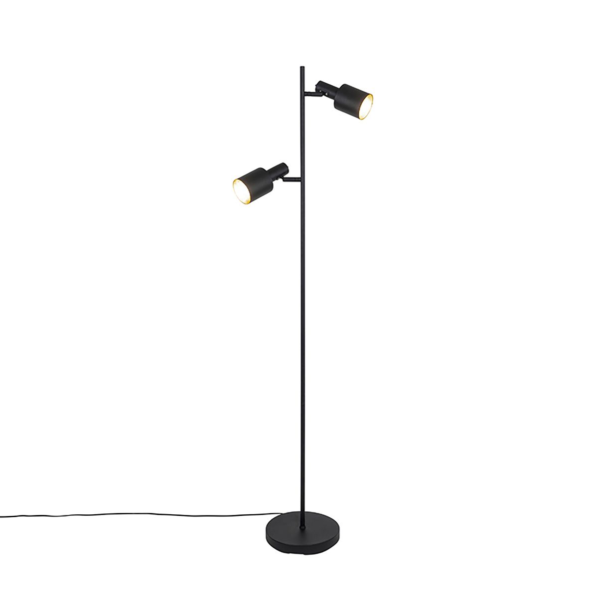 Smart vloerlamp zwart incl. 2 Wifi A60 - Stijn