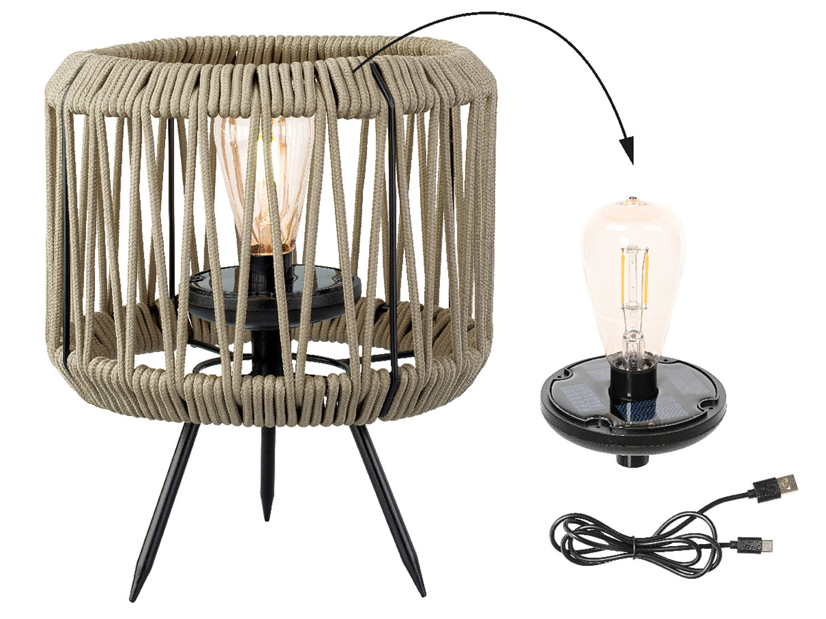 Lumineo Sand touw solar tafellamp