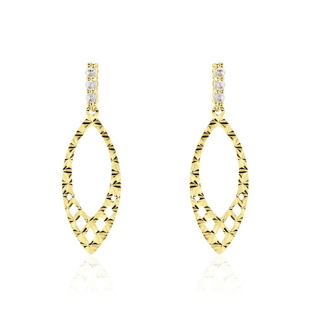 Boucles D'oreilles Pendantes Or Jaune Valeriano Oxydes De Zirconium