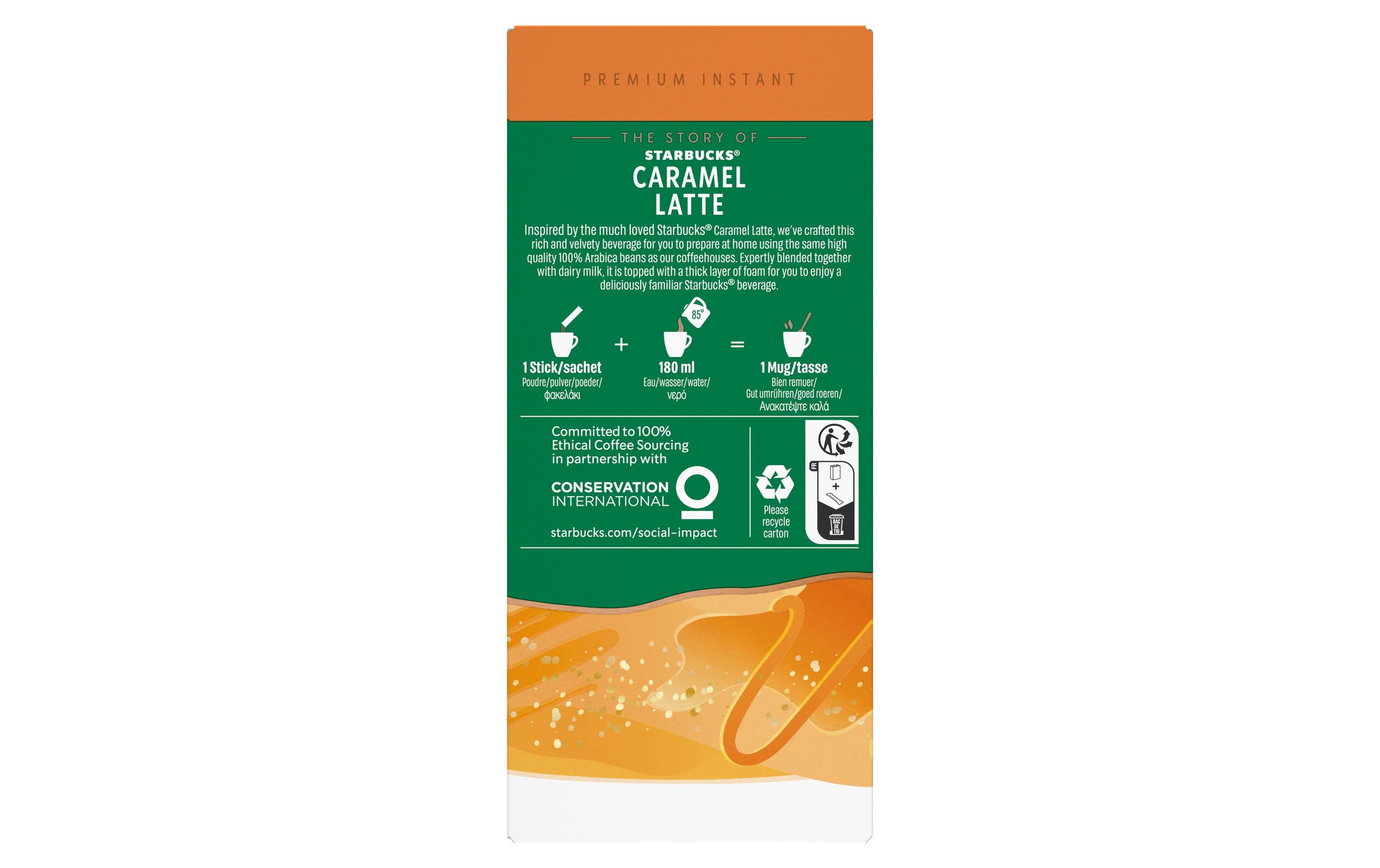 Instant Kaffee Caramel Latte 5 StückGetränkepulver mit löslichem Kaffee. Karamellgeschmack