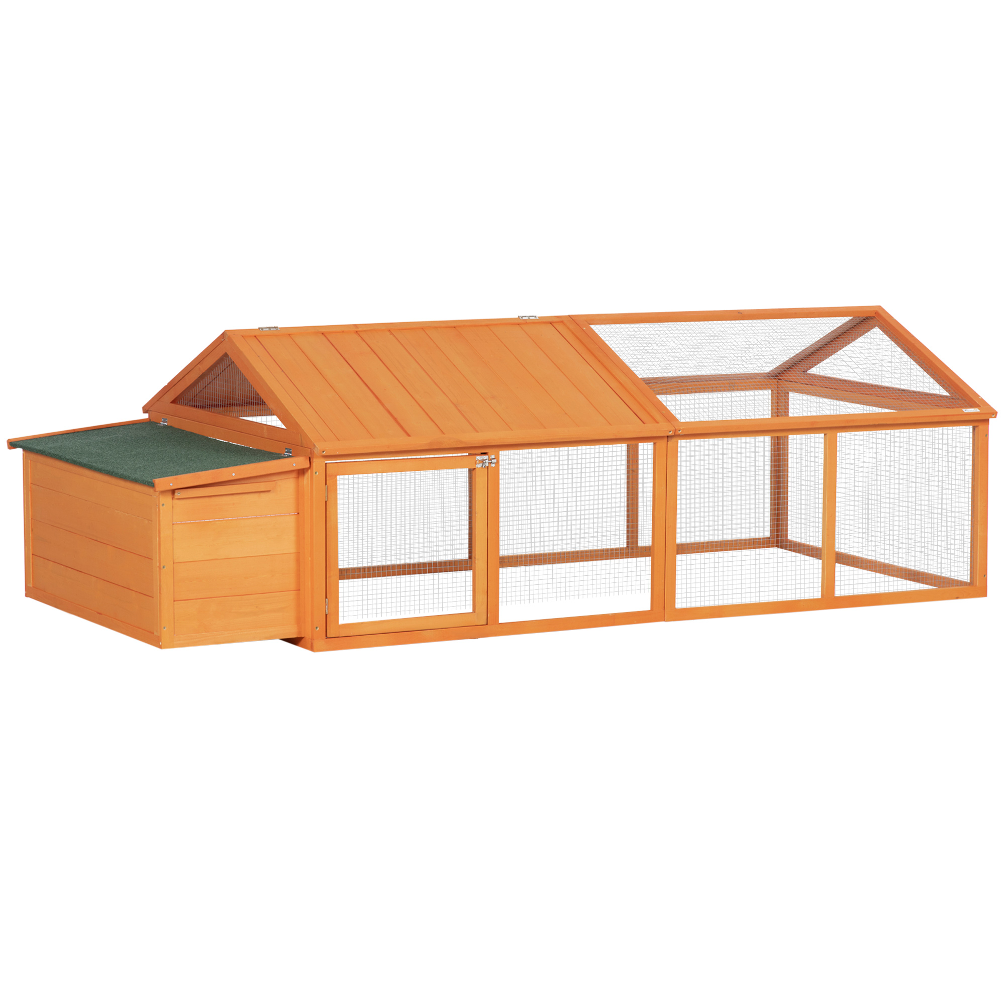 Galinheiro de madeira PawHut, grande, de 2 andares, para 4 a 8 galinhas, com telhado articulado, área externa, portas com trava e ninho, 240 x 112,5 x 76 cm, cor natural.