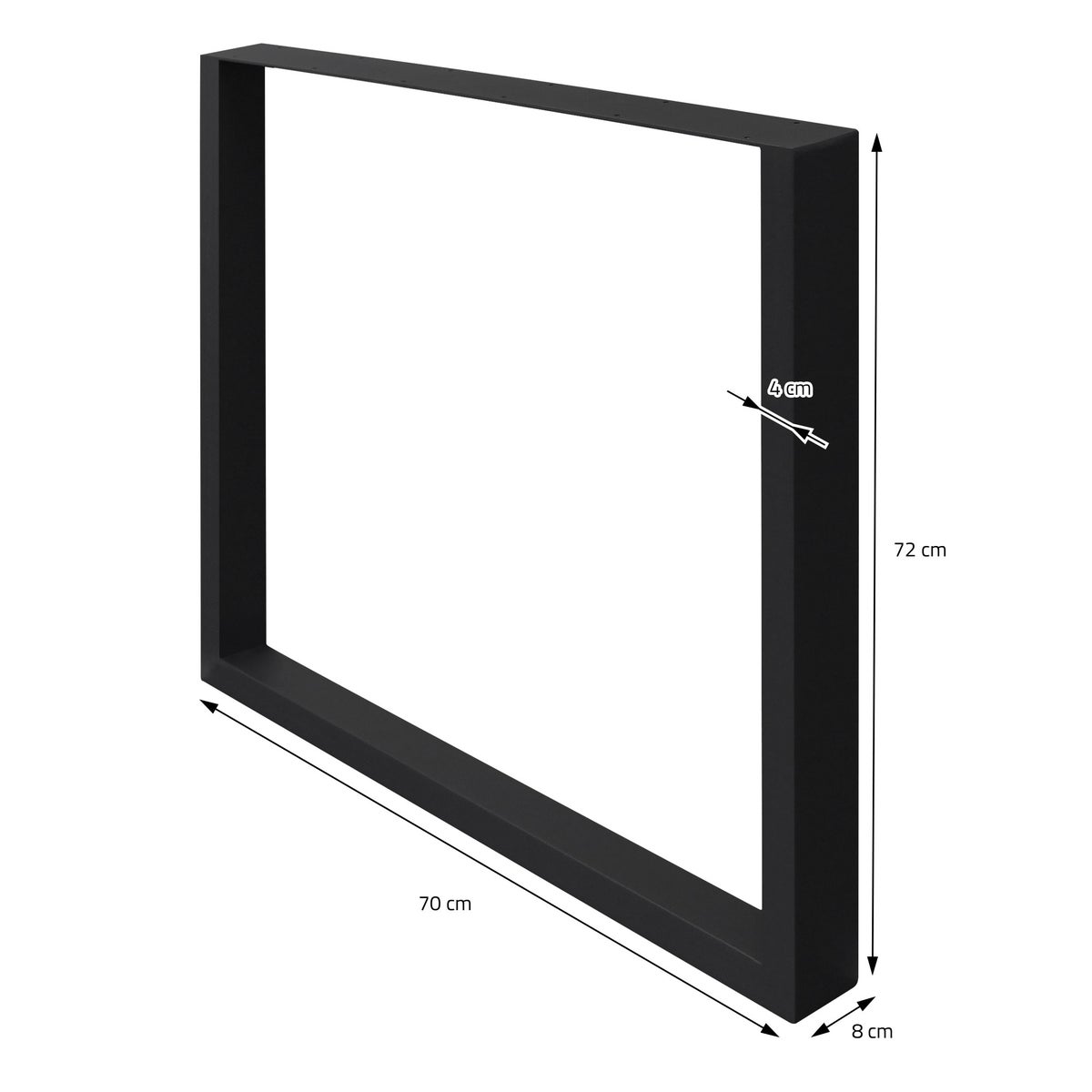 ECD Germany 2x Tafelpoten van vierkante profielen, 70 x 72 cm, zwart, gepoedercoat staal, industrieel design, metalen tafelsledes, tafelonderstel, tafelframe, meubelpoten, voor eettafel, bureau