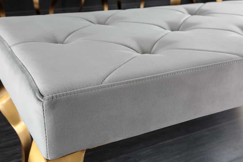 Design Sitzbank MODERN BAROCK 175cm grau Samt gold Edelstahl