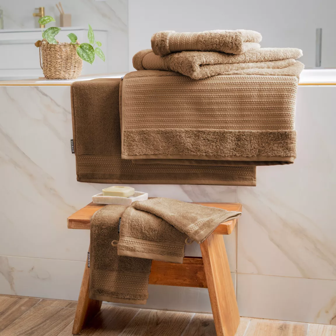 Tapis de bain coton bio (50 x 70 cm) Méline Camel