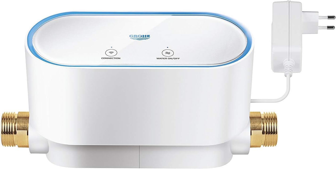GROHE Sense Set, Sense Guard Wassersensor (erfasst Rohrbrüche und Mikroleckagen, ideal für Einfamilienhäuser, misst den Wasserverbrauch, über App steuerbar), weiß, 22502LN1