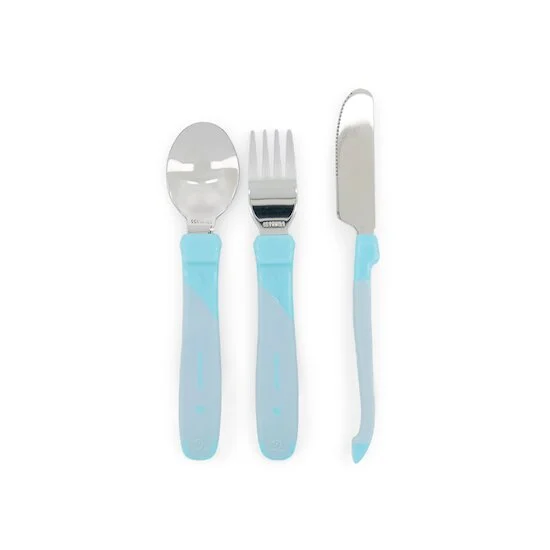 Lot de 3 couverts d'apprentissage acier inoxydable   Bleu        12 mois +   de               Twistshake