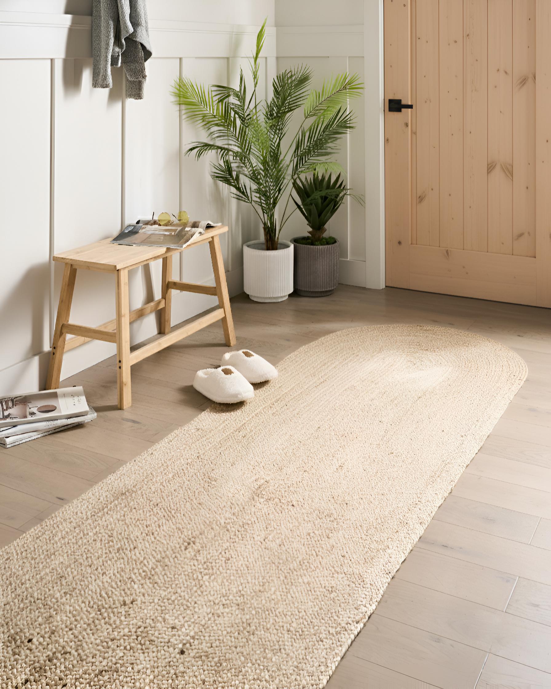 Vloerkleed DEMIRCI Beige 80 x 300 cm Jute