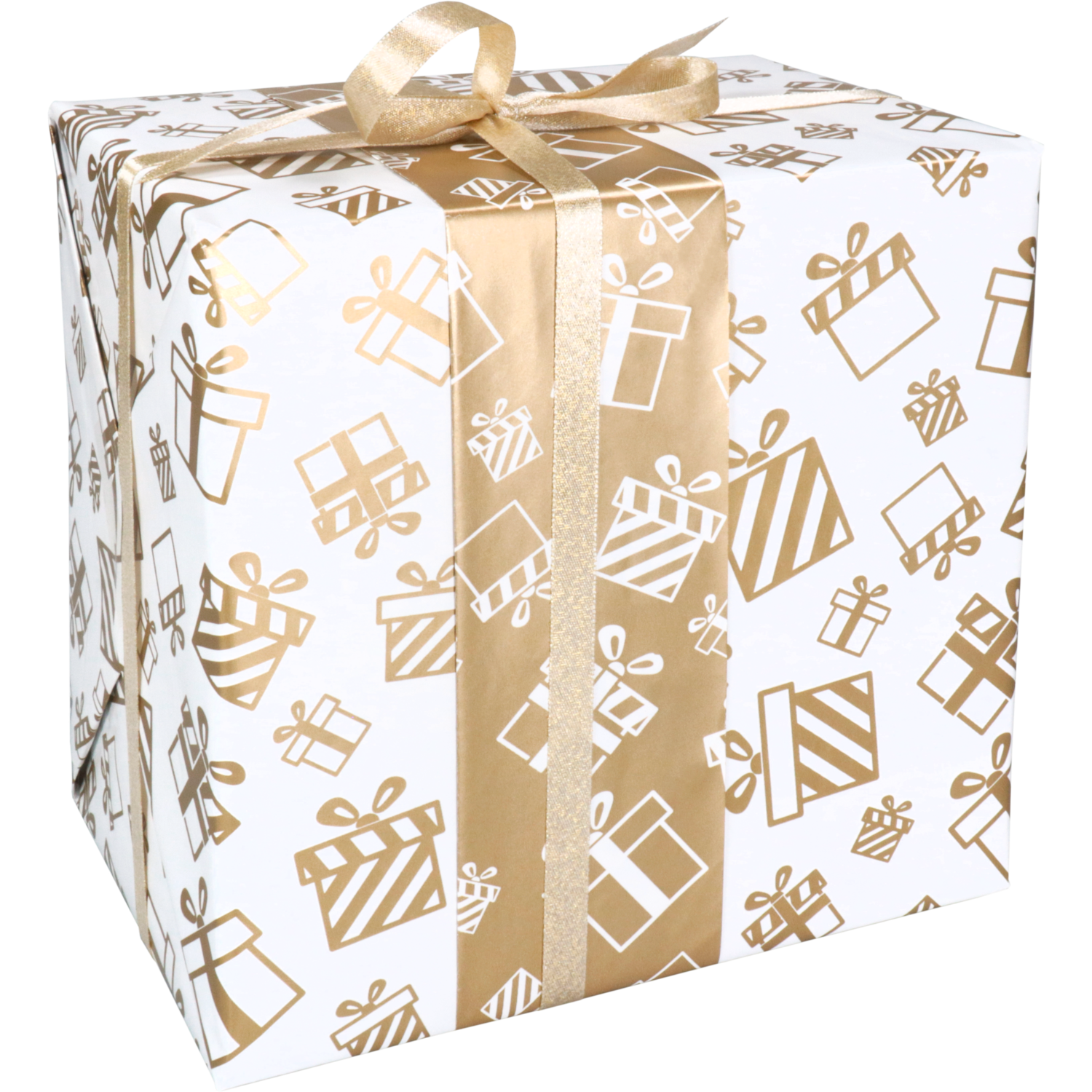 Cadeaupapier, 50cm, 200m, 80gr/m², Cadeau Deluxe, goud/wit
