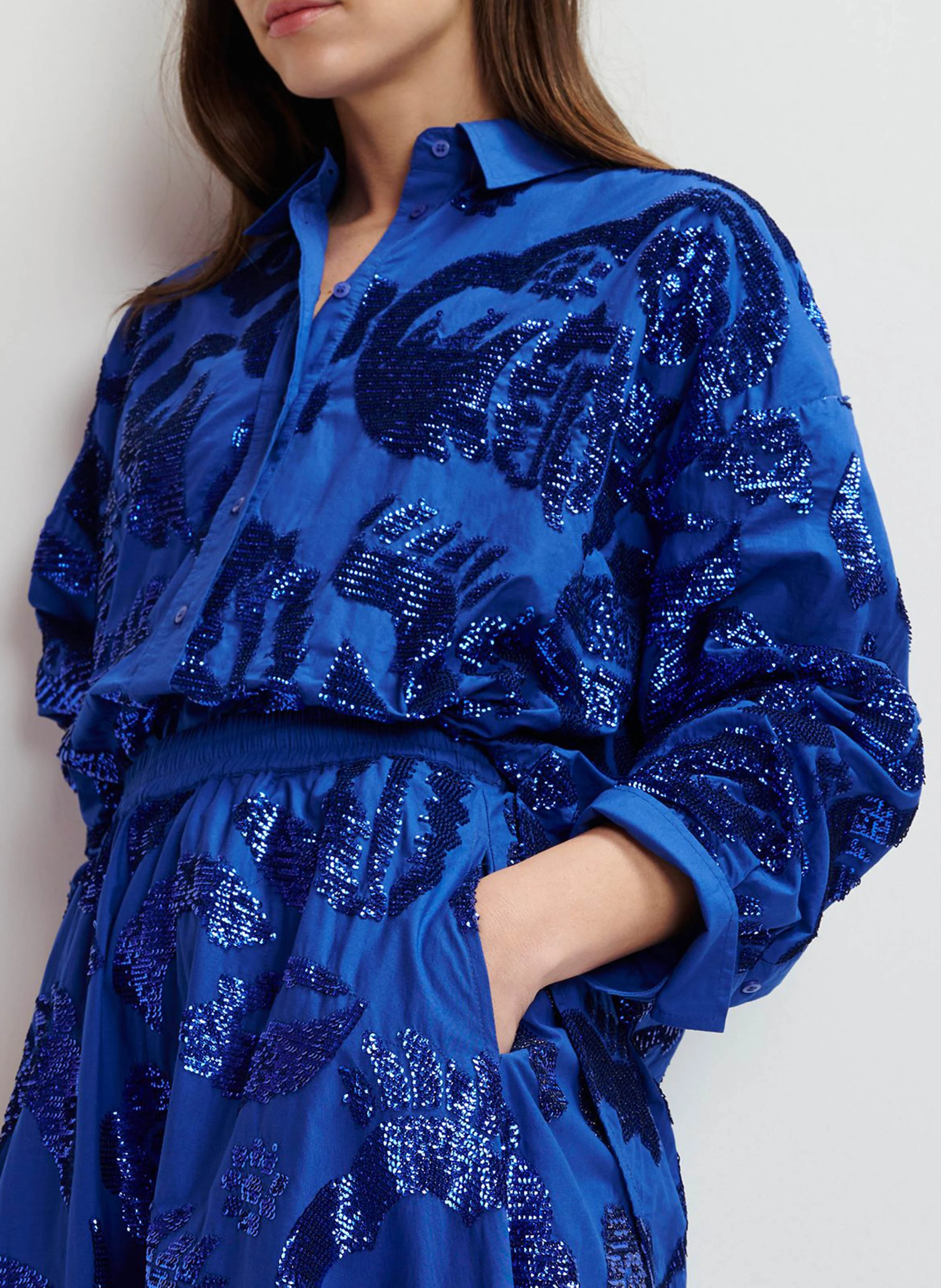 GLORIA - Chemise col classique en coton | Bleu