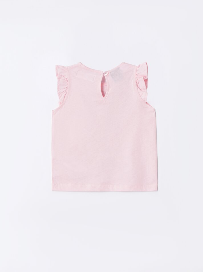 Conjunto de shorts e camiseta com babados da Minnie Mouse ©DS - Rosa claro
