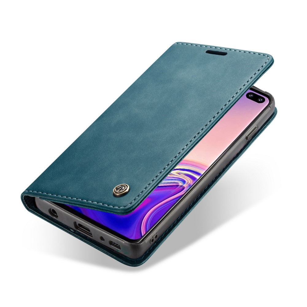 Samsung Galaxy S10 Leder Tasche Flip Wallet Etui mit Kartenfächern - Blaugrün