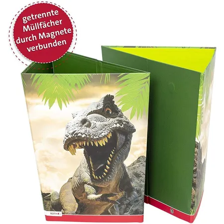 Roth Papierkorb Tyrannosaurus, 10 Liter, eckig, 2 Fächer