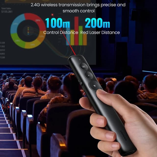 Wireless Presenter Genopladelig multifunktionsfjernbetjening laserpointer