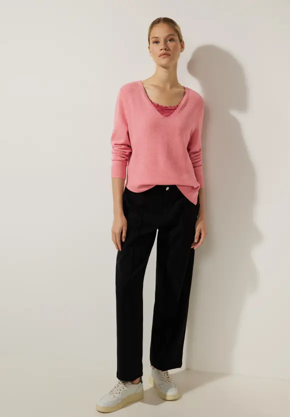 Pullover mit V-Ausschnitt - legend rose melange