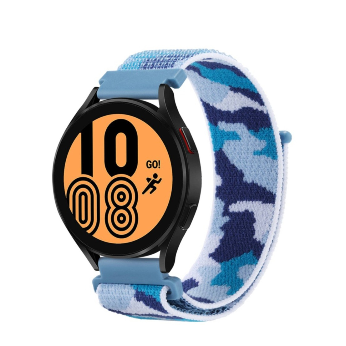 Samsung Galaxy Watch Active 2 (44mm) Nylon Armband mit Klettverschluss (Gelenkumfang: 170-225mm) - Camouflage (Blau)