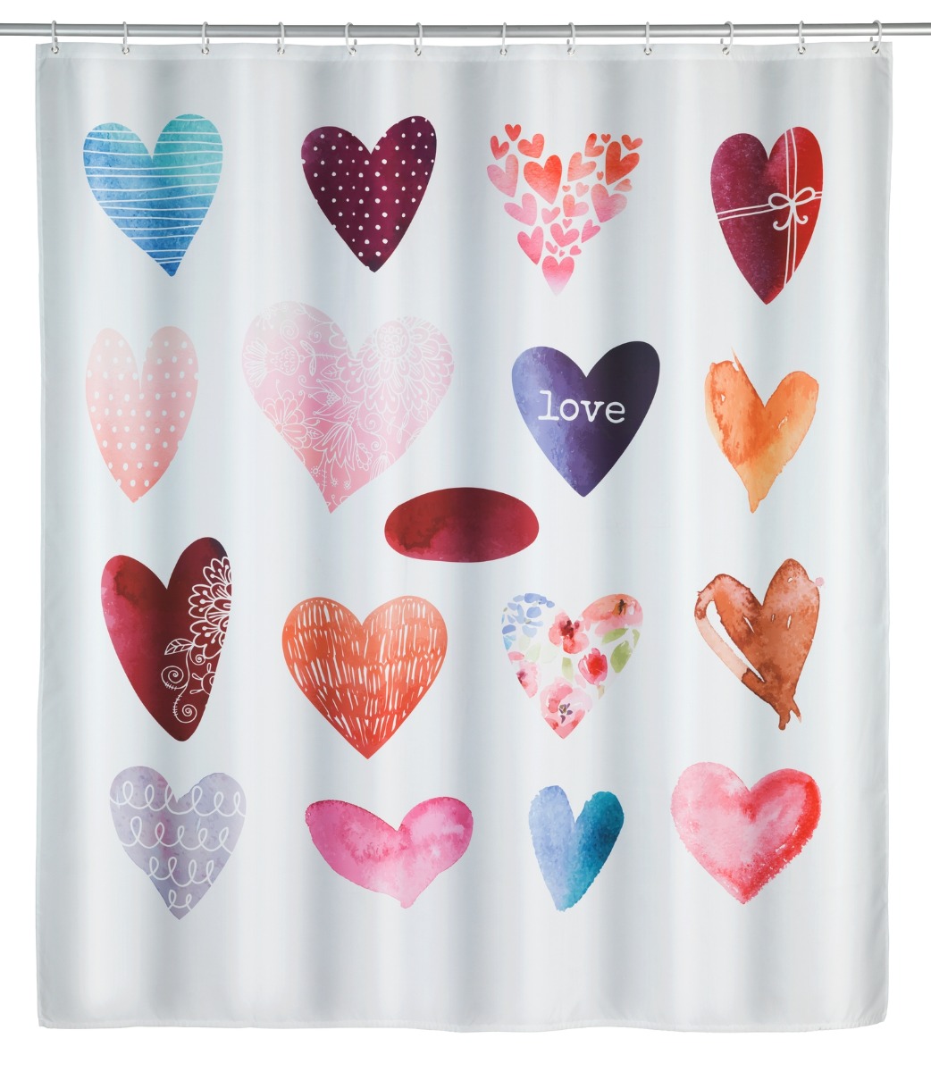 Wenko douchegordijn 180x200cm Love inclusief ringen