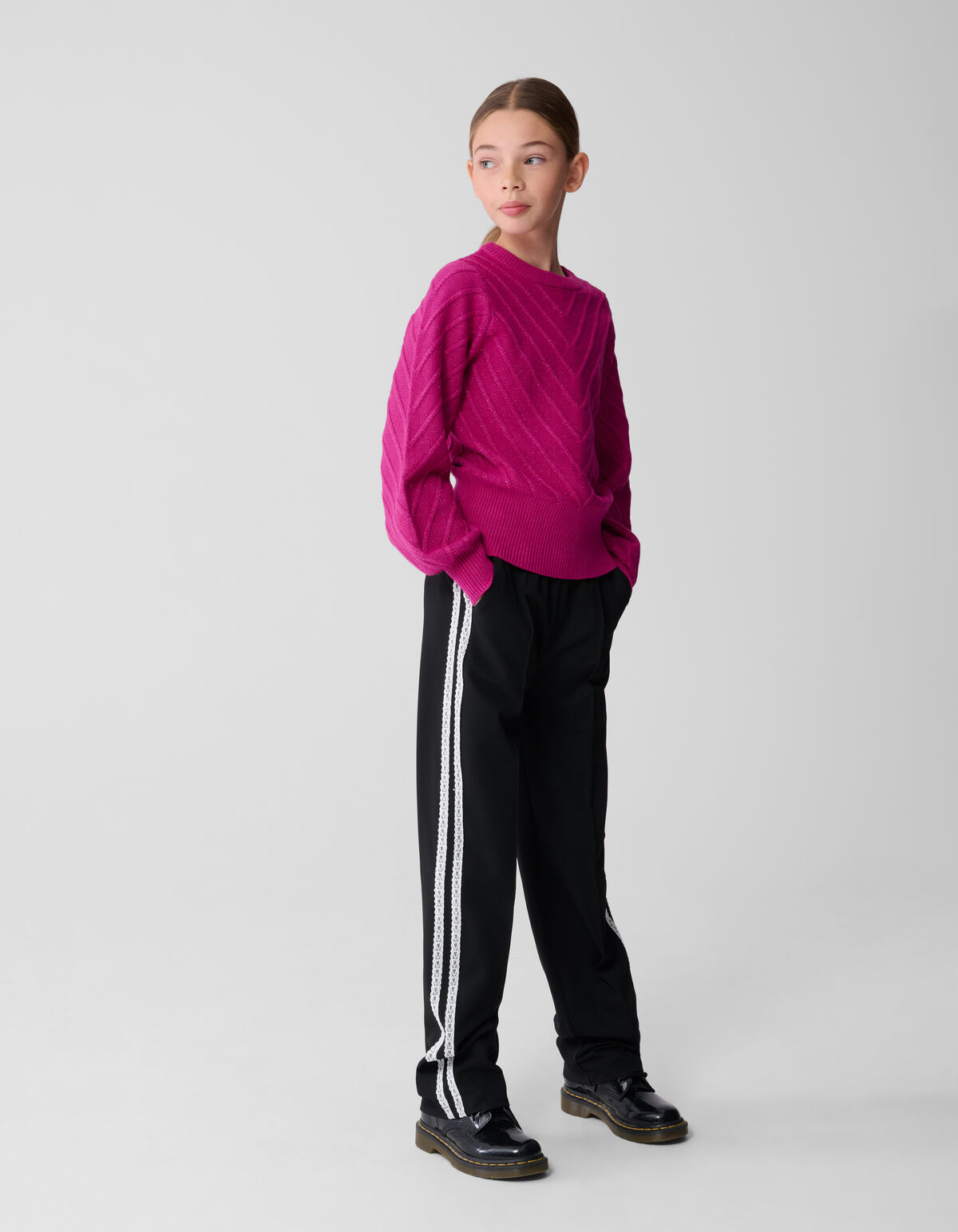 Sporty Wide Leg Broek Zwart