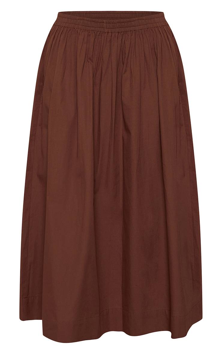 Chocolat Jupe Mi-longue En Coton Avec Détail Poches