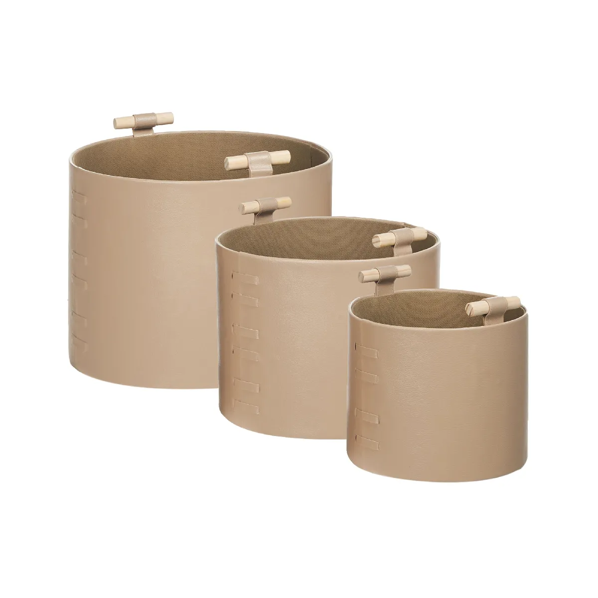 Beliani ARAM - Lot de 3 paniers en cuir PU beige