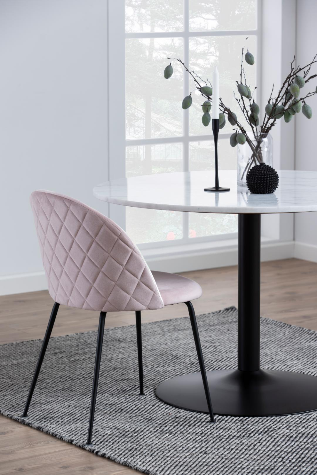 Carrara Eetkamertafel - Ø110 cm - Marmer - Zwarte poot