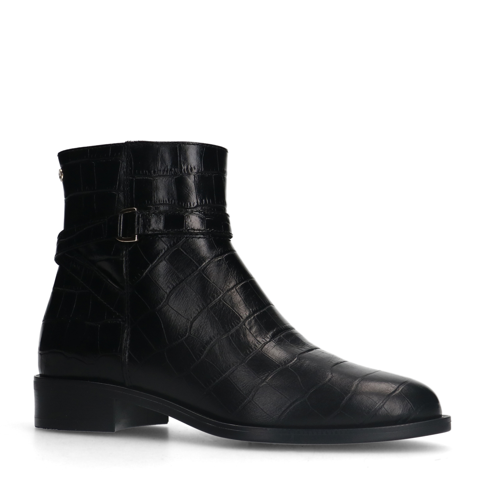 Zwarte leren laarsjes met crocoprint