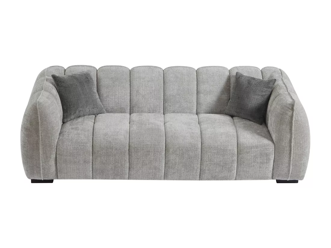 Canapé 3 places en tissu texturé gris BASDIO