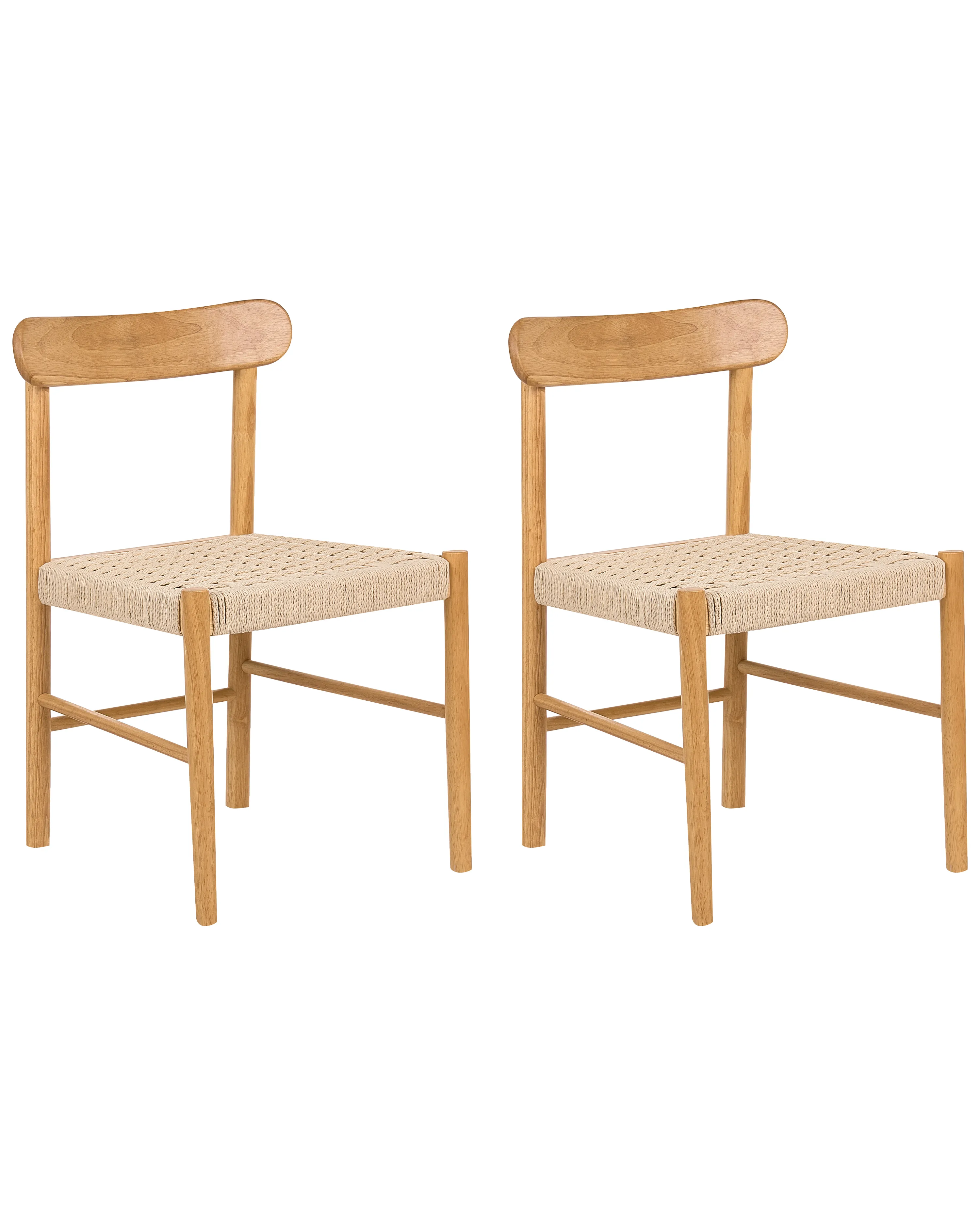 Set van 2 eetkamerstoelen EAGAN Hout Bruin/beige