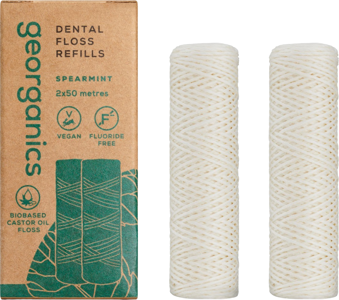 georganics  Dental Floss Spearmint, 100 m Refill