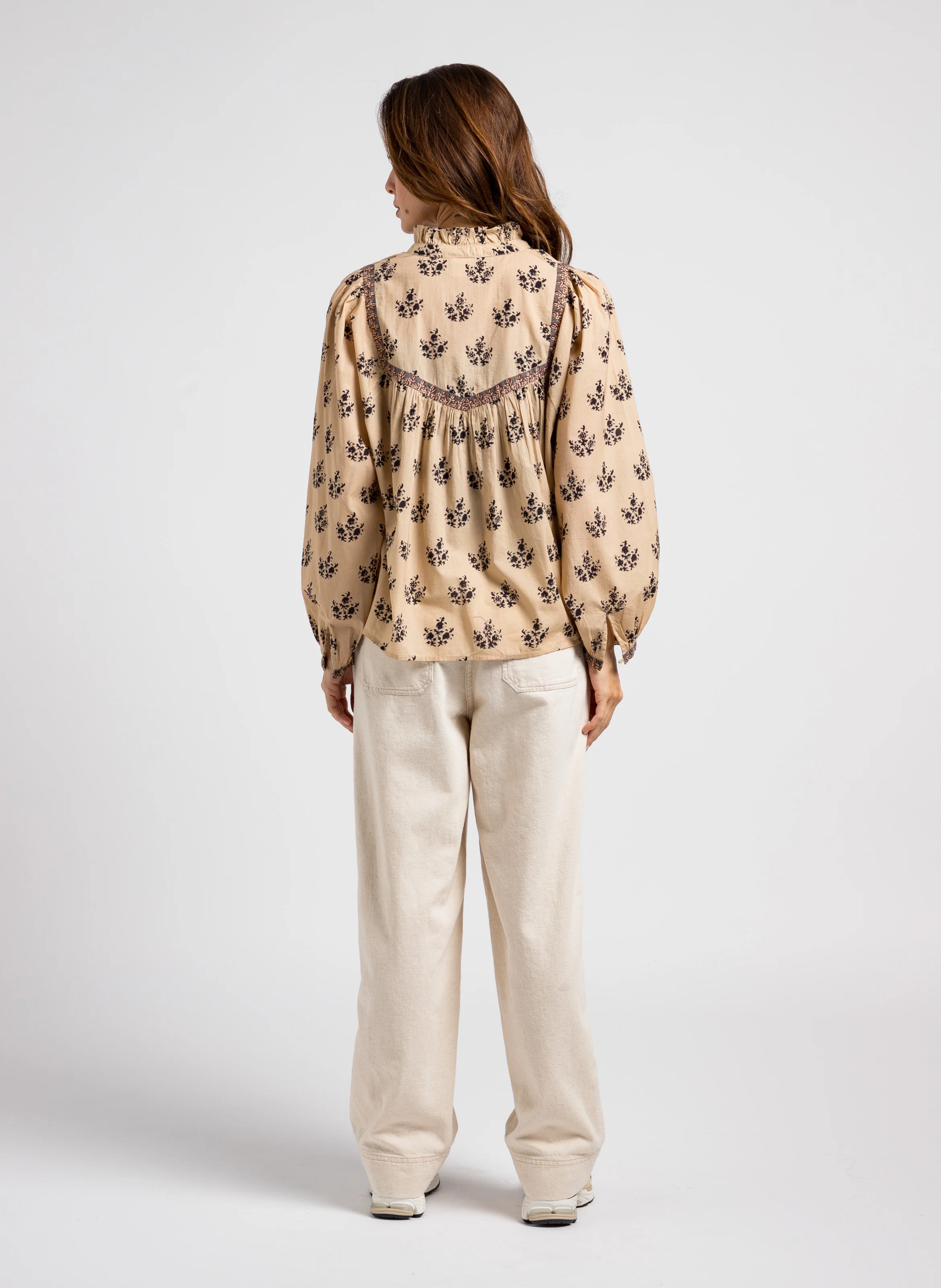 TINA - Blouse ample imprimée en coton | Gris