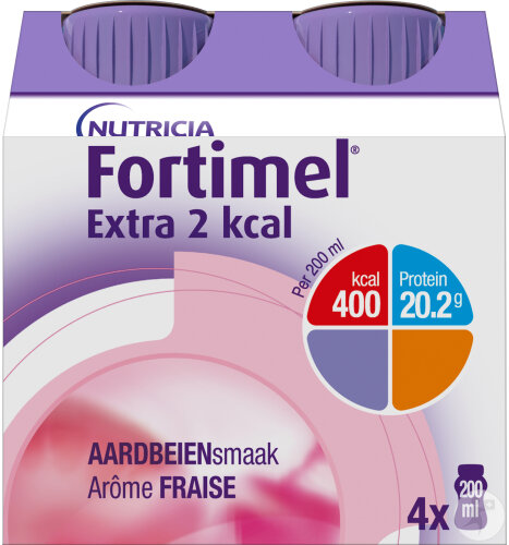 Fortimel Protein 2kcal Saveur Fraise Complément Nutritionnel Dénutrition Bouteilles 4x200ml