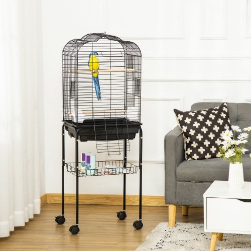 Gaiola para pássaros PawHut com suporte, preta