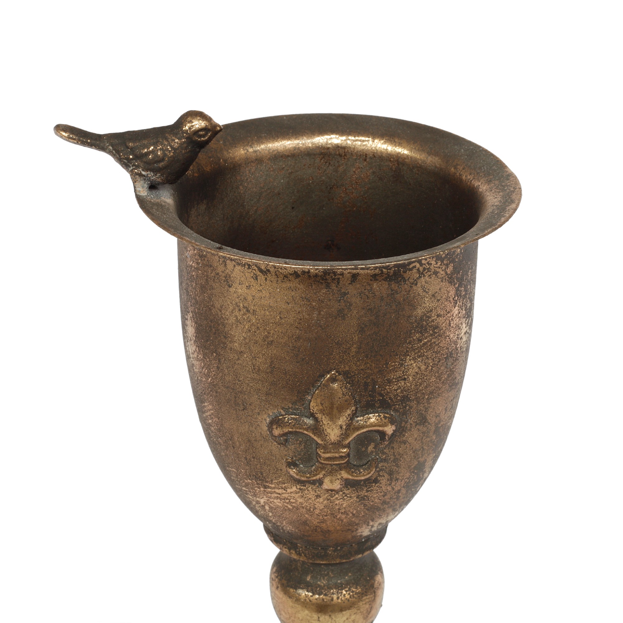 Blumenpokal 'Petit Oiseau', antik messing, H 30 cm, Ø 13 cm von fischer's lagerhaus