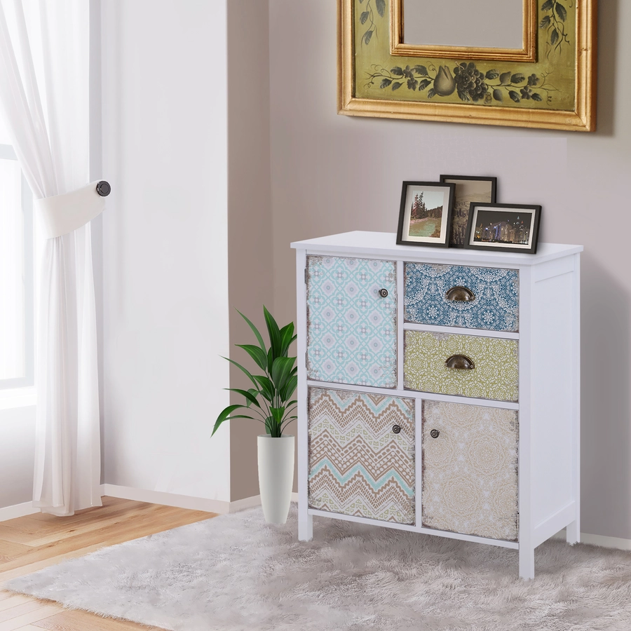 HOMCOM Anrichte im Shabby Chic Look bunt