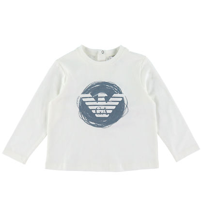 Emporio Armani Bluse - Hvid m. Støvet Bl?