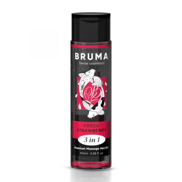 Bruma Óleo de Massagem Premium Efeito Calor Sabor Morango 3 em 1 100ml