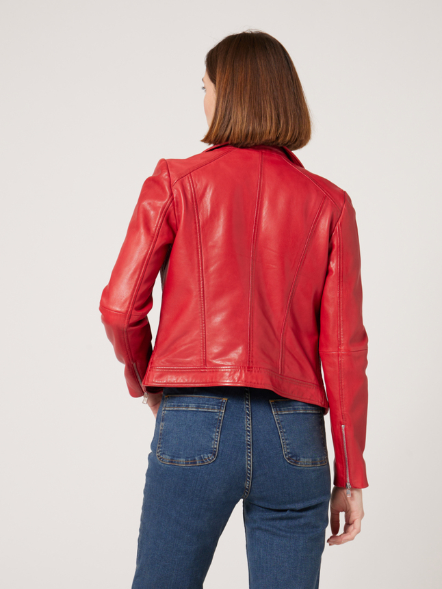Veste en cuir détails zip