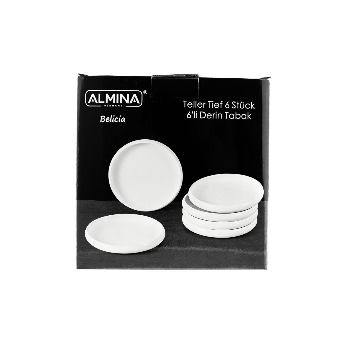 6 Tlg. tiefer Teller Set aus Porzellan