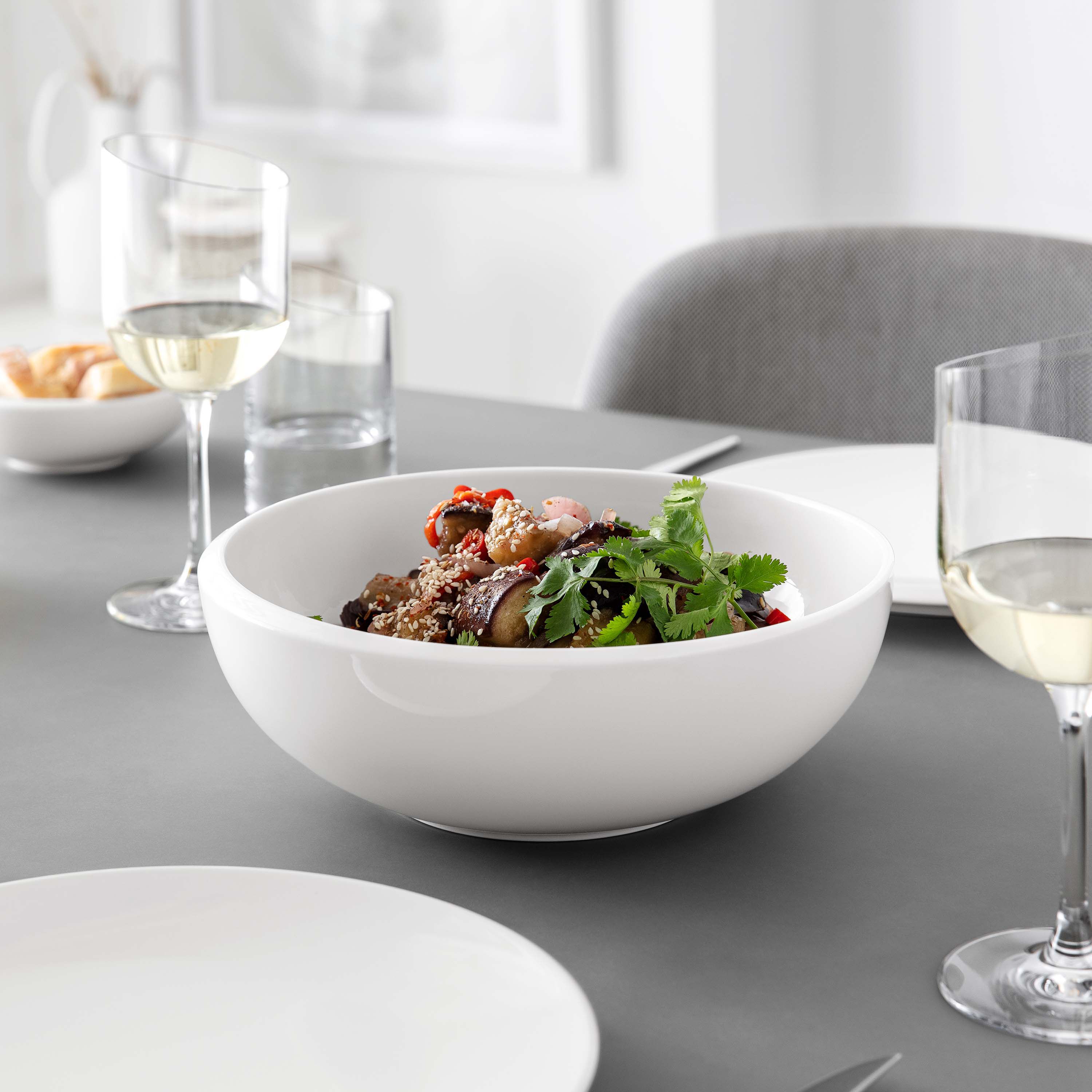 NewMoon Salad serving bowl White, 47.4 oz, Premium Porcelain