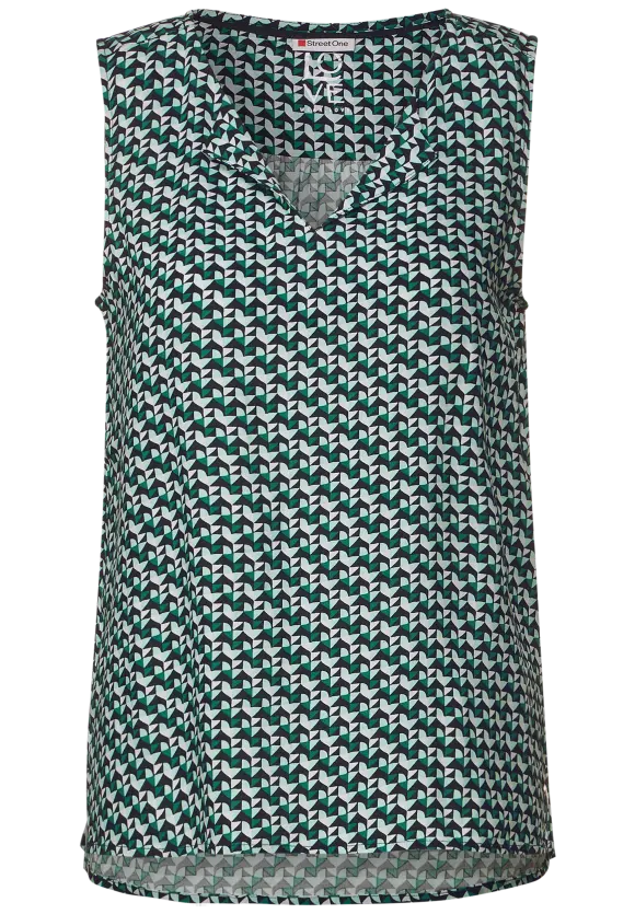 Minimalmuster Blusentop - lagoon green