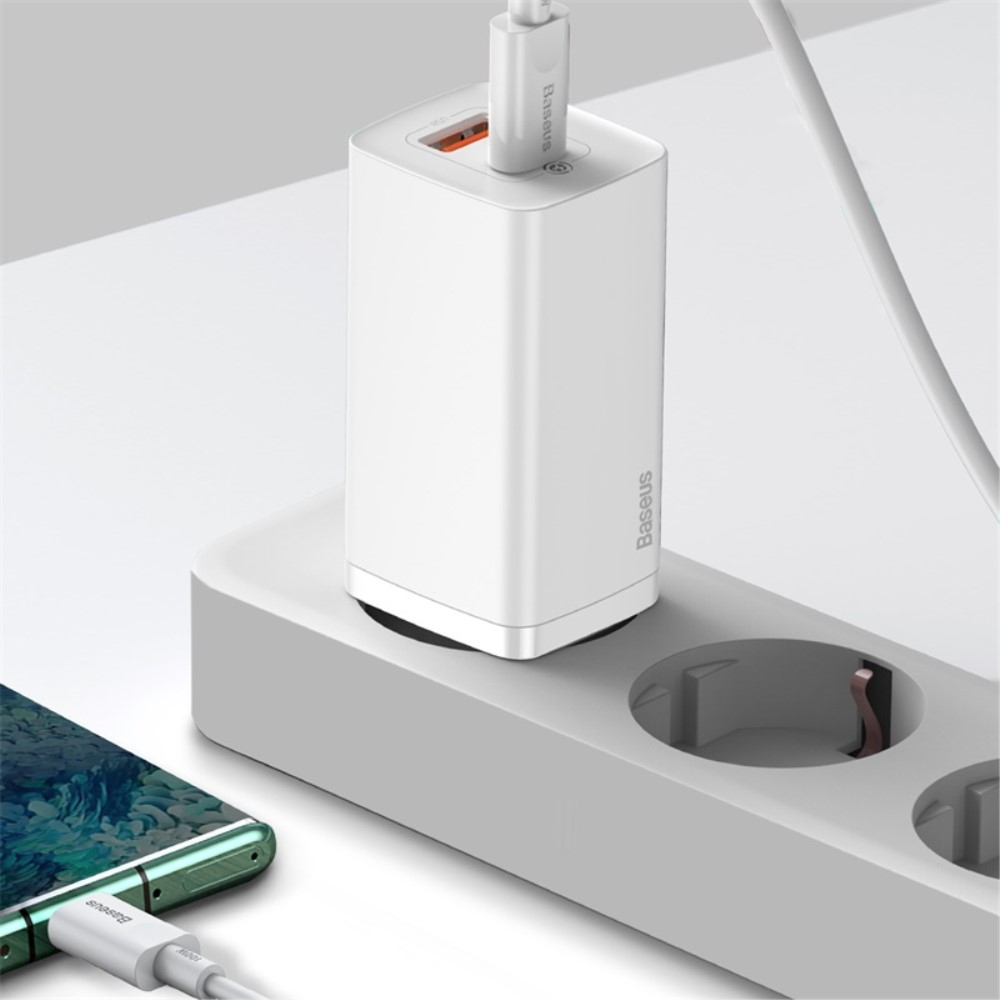 (65W) USB A / USB C GaN Ladegerät Netzteil PD / QC 3.0 - Weiss