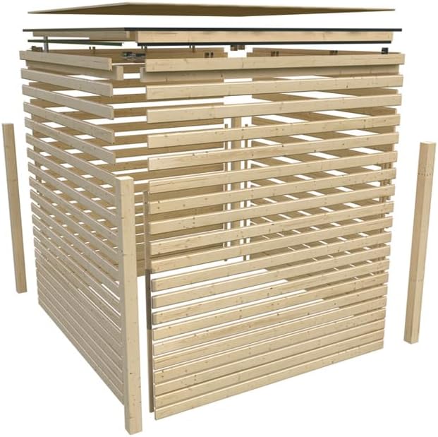 Karibu Gartenhaus | Gerätehaus mit 19 mm Wandstärke | Schuppen mit 5,76 m² Grundfläche | Tür mit Kunstglas | Steck-/Schraubsystem | naturbelassen | 246 x 246 x 214 cm